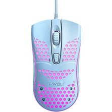 T-Wolf V15 Rgb Gaming Mouse Kablolu 4800 Dpı Petek Tasarım Işıklı Oyuncu Mouse Mavi