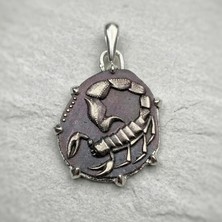 Ebrar Silver Gümüş Akrep Burç Kolye Ucu Mat 925 Ayar Gümüş Akrep Figürlü Unisex Kolye Ucu