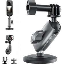 Telesın Manyetik Aksiyon Kamera Tutucu 360° Döner Çift Bilyalı Başlık Metal Montaj Aparatı Güçlü Mıknatıslı Araç Dışı Çekim Vlog Video Kayıt Sabitleyici 1/4 Adaptörlü, CMM-001