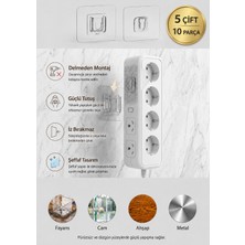 Evolis Kitchen 5 Çift 10 Adet Çift Taraflı Yapışkanlı Geçmeli Klips Eşya Sabitleme Askısı Şeffaf Duvar Kancası