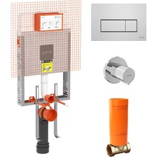 Vitra V8 Gömme Rezervuar Set (Asma, Ince Metal Ayaklı Set (Parlak Panel, Stop Valf) (768-1851-01+740-0680+A41461GR+A41441)