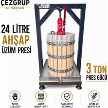 Artisan Seri 24 L Ahşap Üzüm & Meyve Sıkma Presi – 3 Ton Şişe Kriko – 304 Paslanmaz Sistem