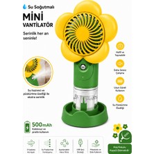 vooka Su Soğutmalı Mini Vantilatör | Type-C Şarjlı 3 Kademe Sessiz Püskürtmeli Masaüstü Fan