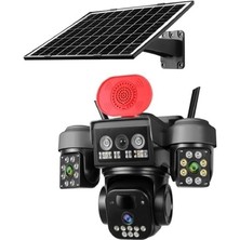 O-Kam 5220 3 Lens Siren + Mikrofon + Hoparlör Wifi Solar Güneş Panelli Kamera