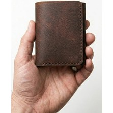 Huggy Craft Crazy Horse Deri Üç Katlı Cüzdan – Vintage Kahverengi