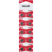 Mestore Maxell LR44 AG13 SR44 A76 1.5V Alkalin Saat Pili 10 Adet