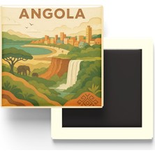 İberk Angola - Angola - Paper Cut Art - Baskılı Buzdolap Magneti Kare - 9x9 cm
