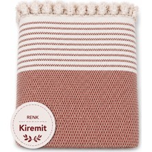 Mandaş Tekstil Pamuklu Kaymaz Hasır Dokuma Koltuk Örtüsü (180X220) - Kiremit