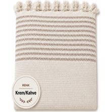 Mandaş Tekstil Pamuklu Kaymaz Hasır Dokuma Koltuk Örtüsü (180X220) - Kreme Kahve