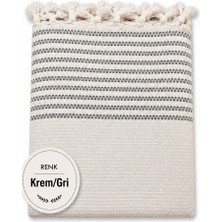 Mandaş Tekstil Pamuklu Kaymaz Hasır Dokuma Koltuk Örtüsü (180X220) - Kreme Gri