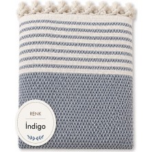 Mandaş Tekstil Pamuklu Kaymaz Hasır Dokuma Koltuk Örtüsü (180X220) - Indigo