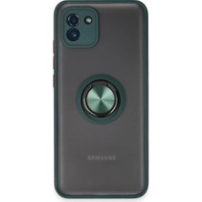 Newface Samsung Galaxy A03 Kılıf Montreal Yüzüklü Silikon Kapak - Yeşil
