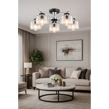 Esslight Esma 5’li Kristal Taşlı Modern Avize Salon ve Yatak Odası Aydınlatması