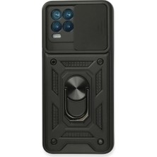 Newface Realme 8 Kılıf Pars Lens Yüzüklü Silikon - Siyah
