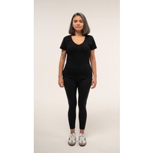 💯 Compact Penye Pamuklu V Yaka Kadın Basic T-Shirt
