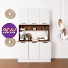 HOMECONOM Edessa Kahve Köşesi 120 cm Mat Beyaz & Mat Ceviz Mdf Lam