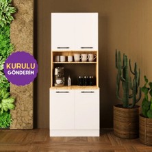 HOMECONOM Anitta Kahve Köşesi 80 cm Mat Beyaz & Mat Meşe Mdf Lam