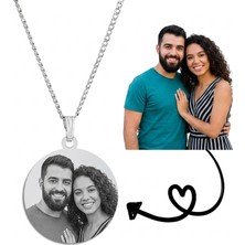 Moonpiece Collection Çelik Kolye Kişiye Özel Fotoğraf Baskılı Arkadaş,sevgii, Hediye