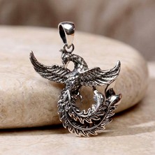 Ebrar Silver Gümüş Anka Kuşu Kolye Ucu 925 Ayar Gümüş Zümrüdüanka Kuşu Unisex Kolye Anka Kuşu Figürlü Kolye Ucu