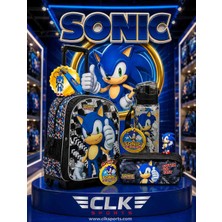 CLK Sports Sonic Lisanslı Okul Çantası , 2 Bölmeli Kalemlik Kalem Çantası - Anahtarlık ve Matara Hediye