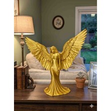 3D VAN TASARIM Gold Renkli Büyük Kanatlı Melek Biblo