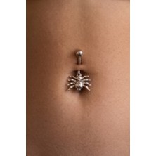 Zurafa Shop Gümüş Renk Örümcek Figürlü Cerrahi Çelik Göbek Piercing
