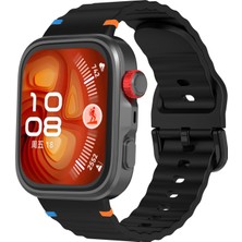 Redmud Teknoloji Huawei Watch Fit 4 / Fit 4 Pro  Ile Uyumlu Dalgalı Dikiş Detaylı Silikon Saat Kordonu