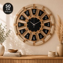 Ergeç Tasarım 50 cm Makrome Detaylı Dekoratif Duvar Saati Atlantik Çam Mdf Modern Salon Saati  Ürün Açıklaması