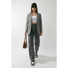 Passion Moda Evi Yüksek Bel Antrisit Gri Denim