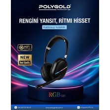 Azurtech Polygold Rgb Işıklı Kablosuz Bluetooth Oyuncu Kulaklığı Mikrofonlu
