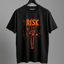 Timisiva Rıskk Erkek Kadın Premium Tişört %100 Pamuk Oversize Basic Günlük Şık T-Shirt