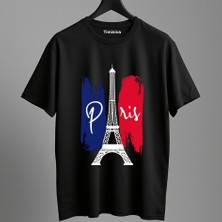 Timisiva Paris Kule Erkek Kadın Premium Tişört %100 Pamuk Oversize Basic Günlük Şık T-Shirt