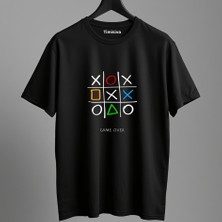 Timisiva Game Over Erkek Kadın Premium Tişört %100 Pamuk Oversize Basic Günlük Şık T-Shirt