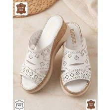 Ender %100 Hakiki Deri 5cm Dolgu Topuk Yumuşak Taban Kadın Terlik