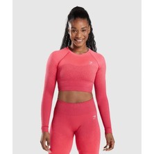 Gymshark Seamless Long Sleeve Crop - Hot Coral