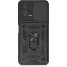 Zenvia Zcv Mey Ithalat®   Redmi Note 12 4g Kılıf Pars Lens Yüzüklü Silikon - Siyah ZNV2026