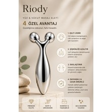Riody 3D Yüz ve Vücut Masaj Aleti Çift Başlıklı Cilt Sıkılaştırıcı Roller Silver Edition