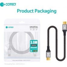 Coteci iki Ucu Erkek Dp 2.0 Displayport Kablosu 3 Metre 16K 60Hz 8k 120Hz 4K 144Hz  - 40GBPS Örgülü Altın Uçlu Oyuncu Monitör Görüntü Kablosu
