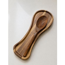 WoodBay Akasya Ahşap Kaşık Altlığı 28X10 cm Kirli Kaşık Standı Kaşıklık Mutfak Mutfak Kaşık Tutucu