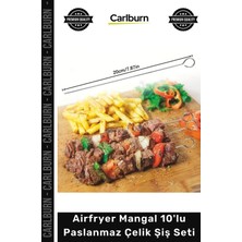 Carlburn #şişseti Kaliteli Fırın Izgara Kamp Kebap Airfryer Mangal 10'lu Paslanmaz Çelik Şiş Seti 20 cm