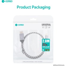 Coteci Type-C To Displayport Kablo 8k 60Hz 4K 144Hz Dp 1.4 Thunderbolt Uyumlu Görüntü Aktarıcı 2 Metre