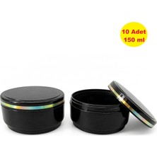 Demet Home 10 ADET 150 ml Lüx Altın Şeritli Boş Plastik Pomat Kozmetik Krem Ecza Hobi Kutusu Krem Kavanozu Siyah 150 cc