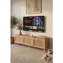 Robin Home Arizona Tv Ünitesi Sehpası Ahşap Ayaklı 3 Ahşap Jüt Kapaklı 180CM Sepet-Jüt