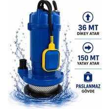 Optivex Şamandıralı Dalgıç Temiz ve Kirli Dere Kuyu Su Motoru Drenaj Dalgıç Su Pompası 1 Hp 75 Kw