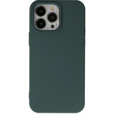 Mestore Apple Iphone 14 Pro Kılıf Nano Içi Kadife Silikon - Koyu Yeşil