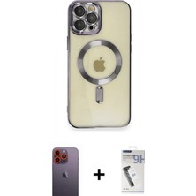 Marsilyan™- iPhone 12 Pro Max Kılıf Nova Işık Özel Seri - Şeffaf Uv Polymer Nano Ekran Koruyucu + Neon Fosforlu Kamera Lens - Tu