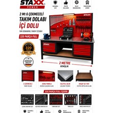 Staxx Power 2 Metre 6 Çekmeceli 268 Parça Dolu Takım Tezgahı Full Profesyonel Set Izeltaş Anahtar Takımı