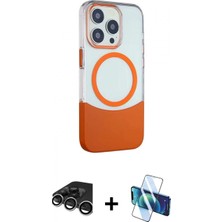 Marsilyan™- iPhone 15 Pro Kılıf Çekirdek Asil Özel Seri - Siyah 3D Antistatik Cam Ekran Koruyucu + Raze Metal Kamera Lens - Gs