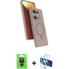 Marsilyan™- Redmi Note 13 Pro 4g Kılıf Iz Işık Koleksiyonu - Siyah 3D Antistatik Cam Ekran Koruyucu + Raze Metal Kamera Lens - Sh