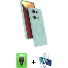 Marsilyan™- Redmi Note 13 Pro 4g Kılıf Iz Işık Koleksiyonu - Siyah 3D Antistatik Cam Ekran Koruyucu + Raze Metal Kamera Lens - Sh
